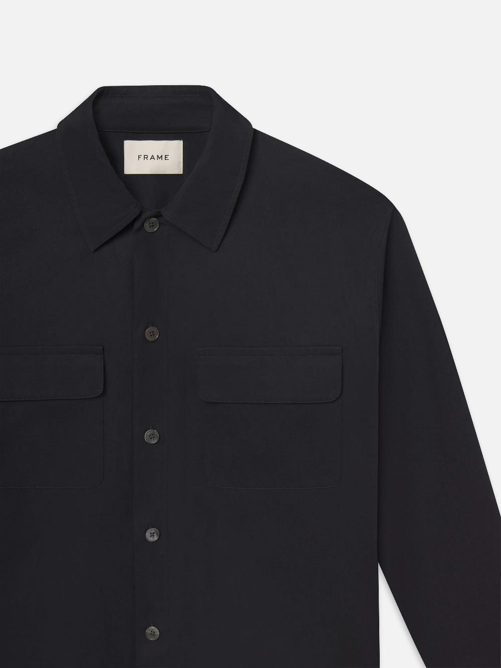 Frame Double Pocket Over Shirt In Dark Navy