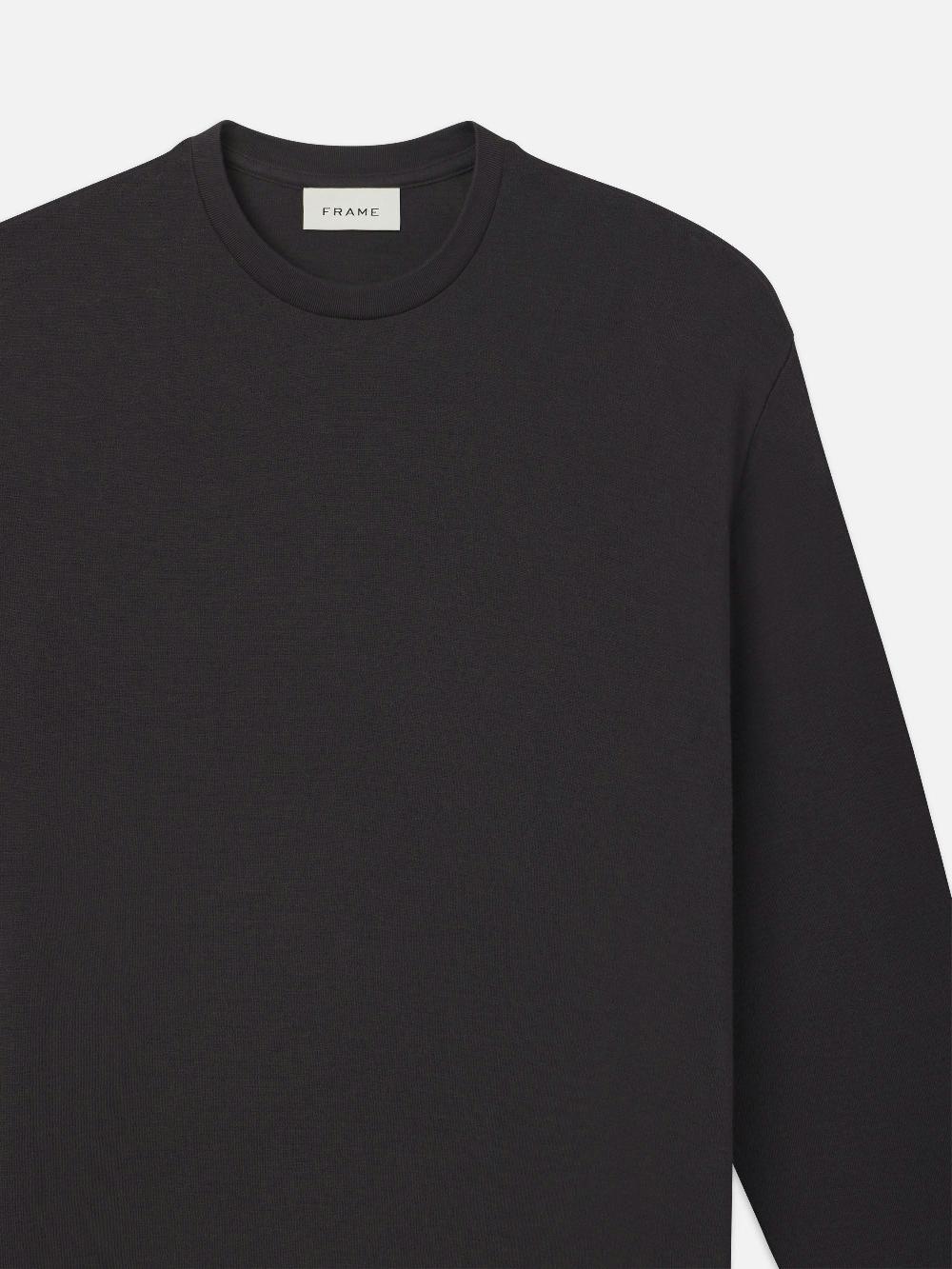 Frame Duo Fold Long Sleeve Crew In Dark Grey