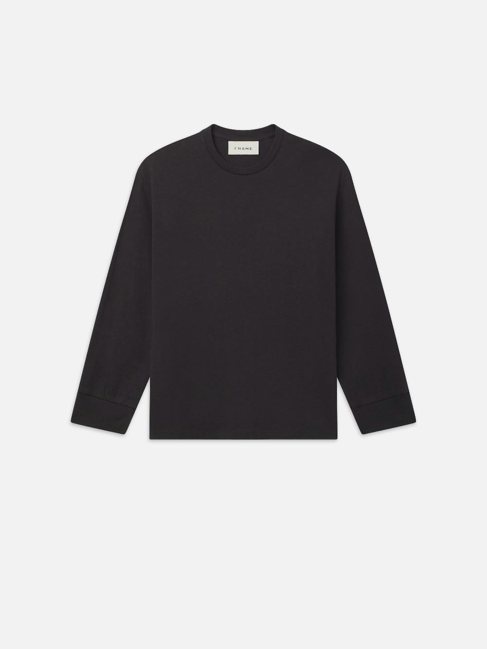 frame Duo Fold Long Sleeve Crew in Dark Grey