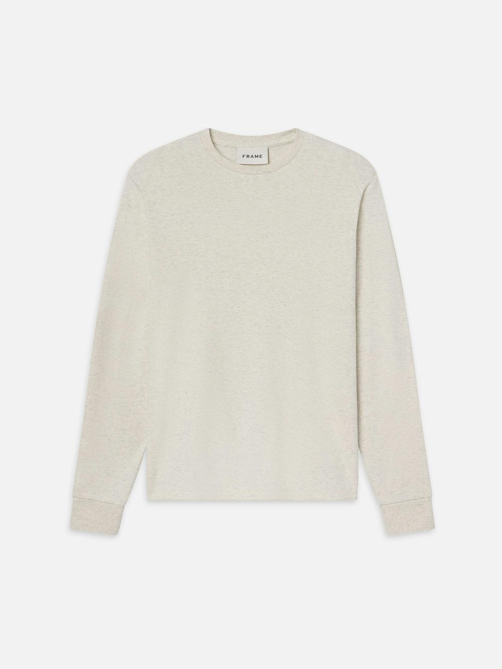frame Duo Fold Long Sleeve Crew in Oatmeal Heather