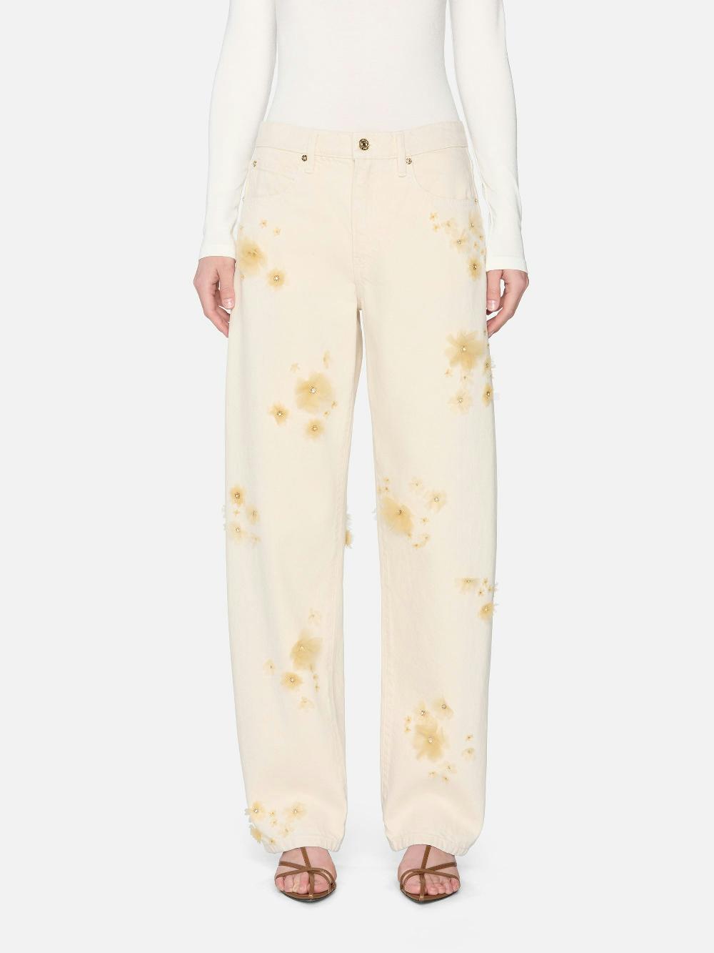 Frame Embellished Low Slung Barrel In Vanilla Bean