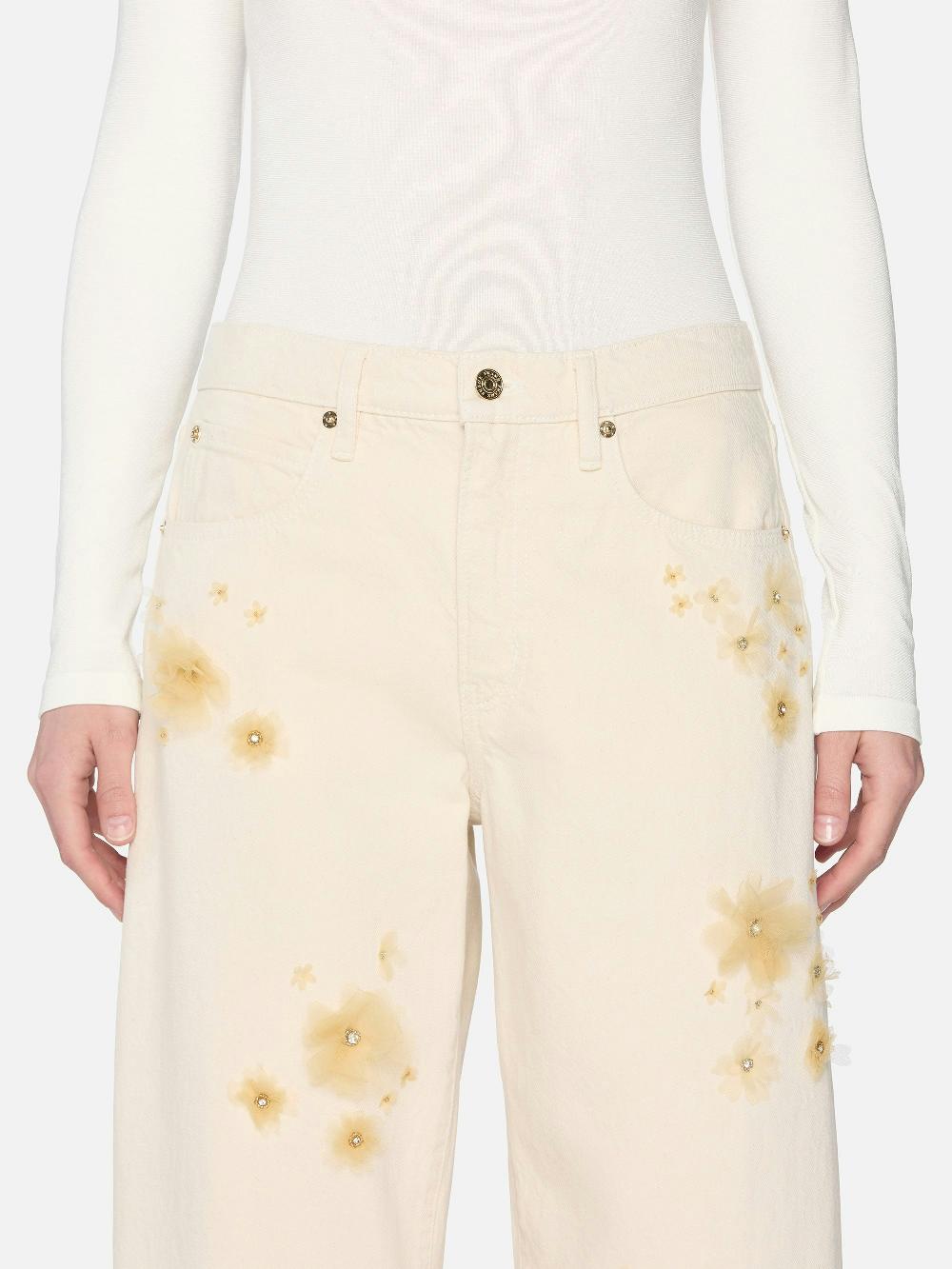 Frame Embellished Low Slung Barrel In Vanilla Bean