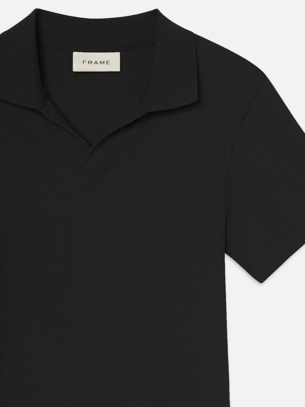 Frame Jacquard Polo In Black