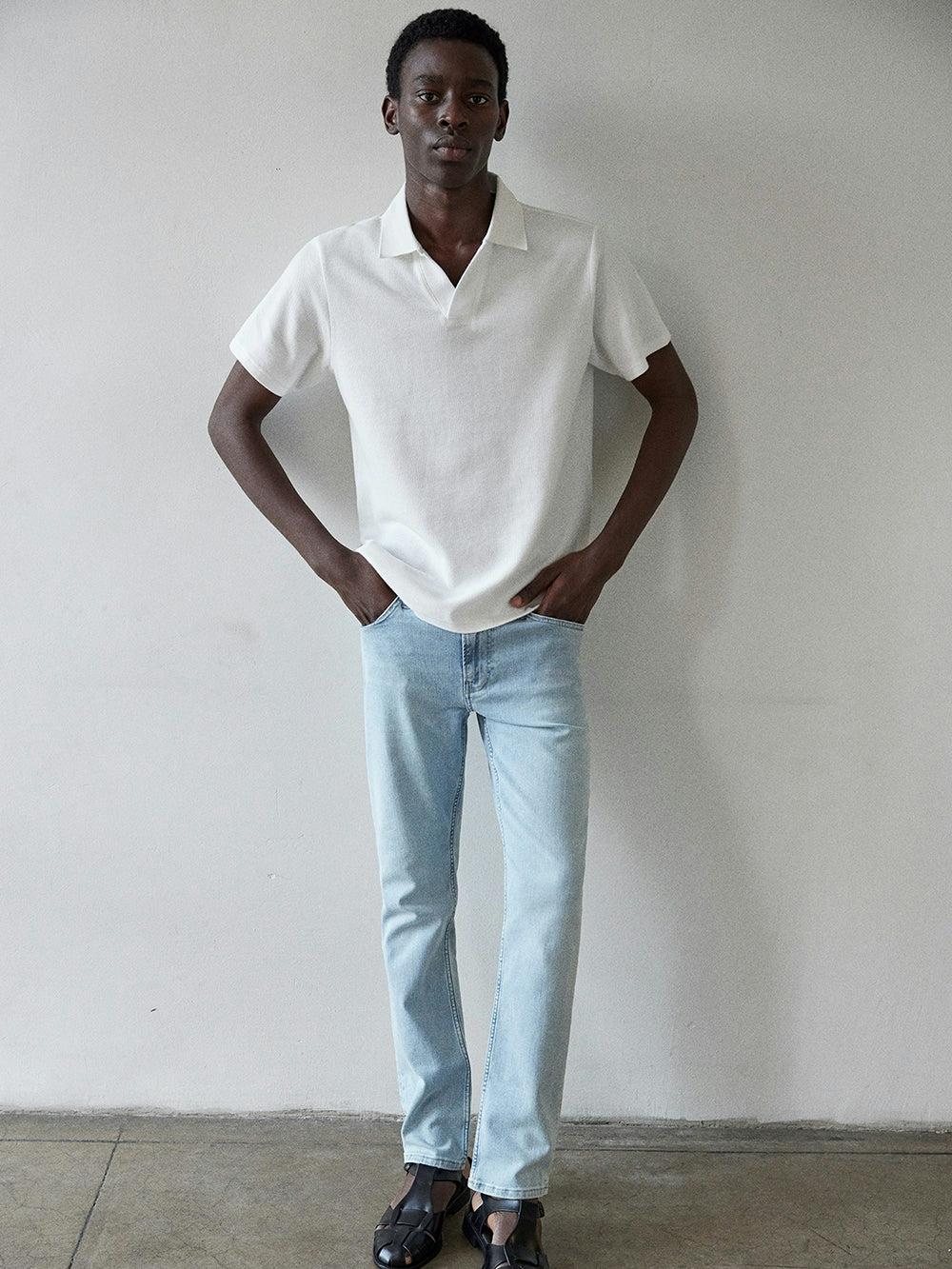 Frame Jacquard Polo In Off White