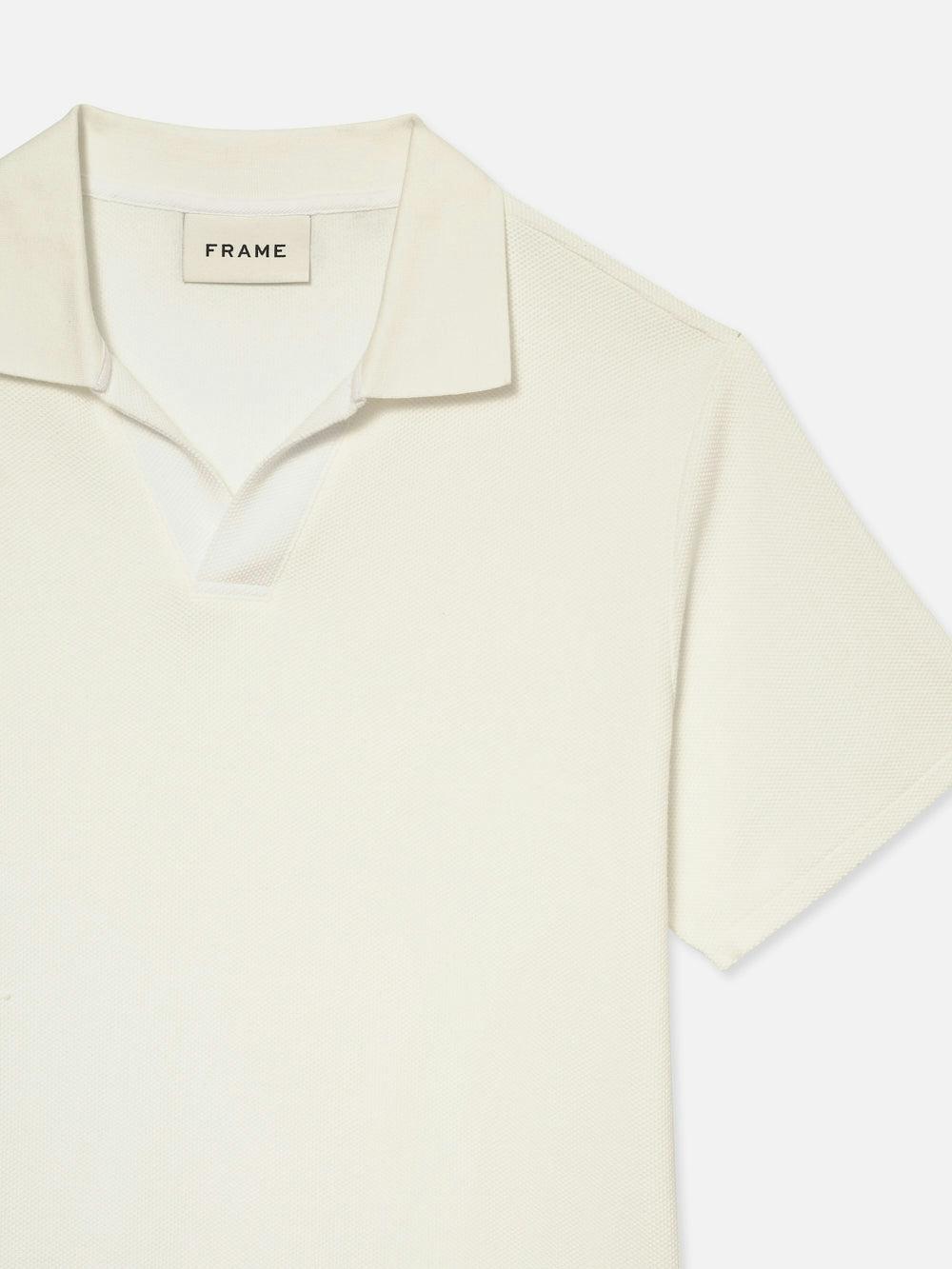 Frame Jacquard Polo In Off White