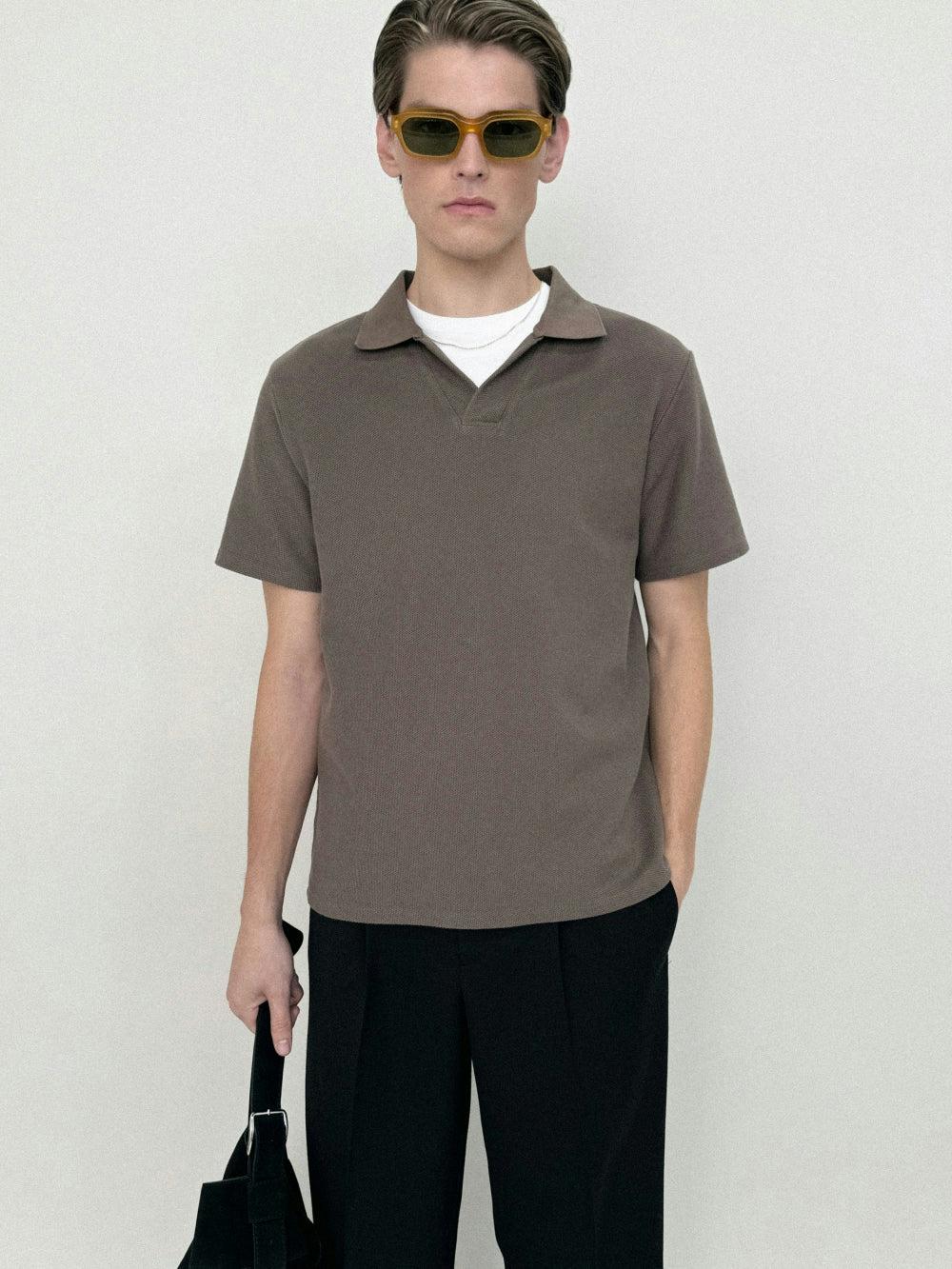 Frame Jacquard Polo In Soft Mocha