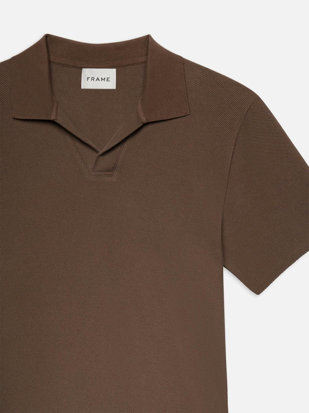 Frame Jacquard Polo In Soft Mocha