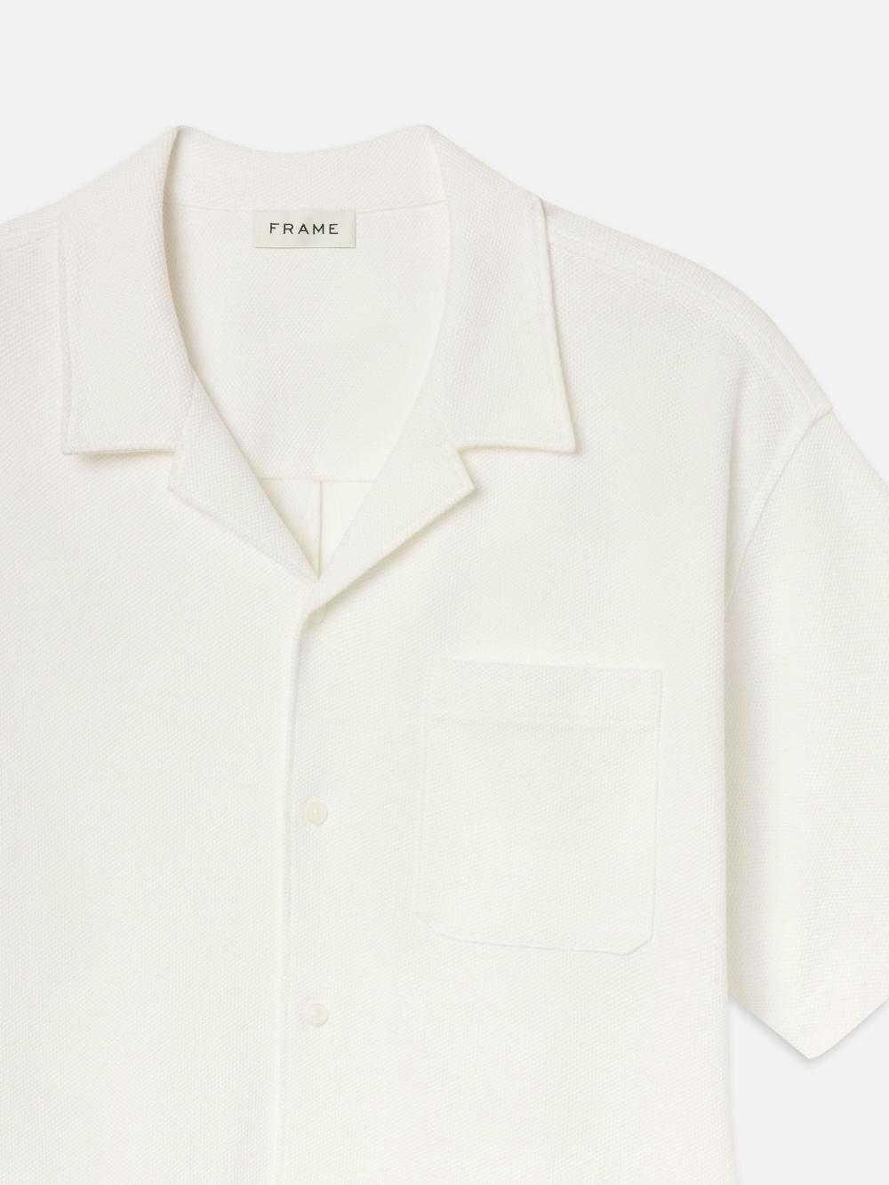 Frame Jacquard Short Sleeve Relaxed Shirt In White