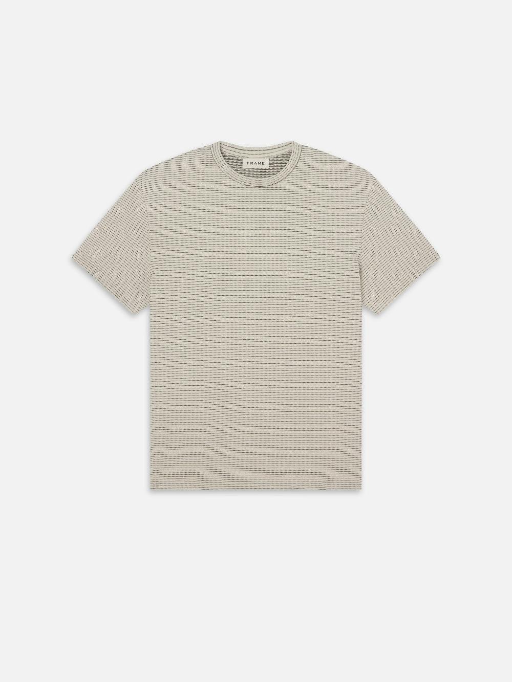frame Jacquard Stripe Tee in White/Navy