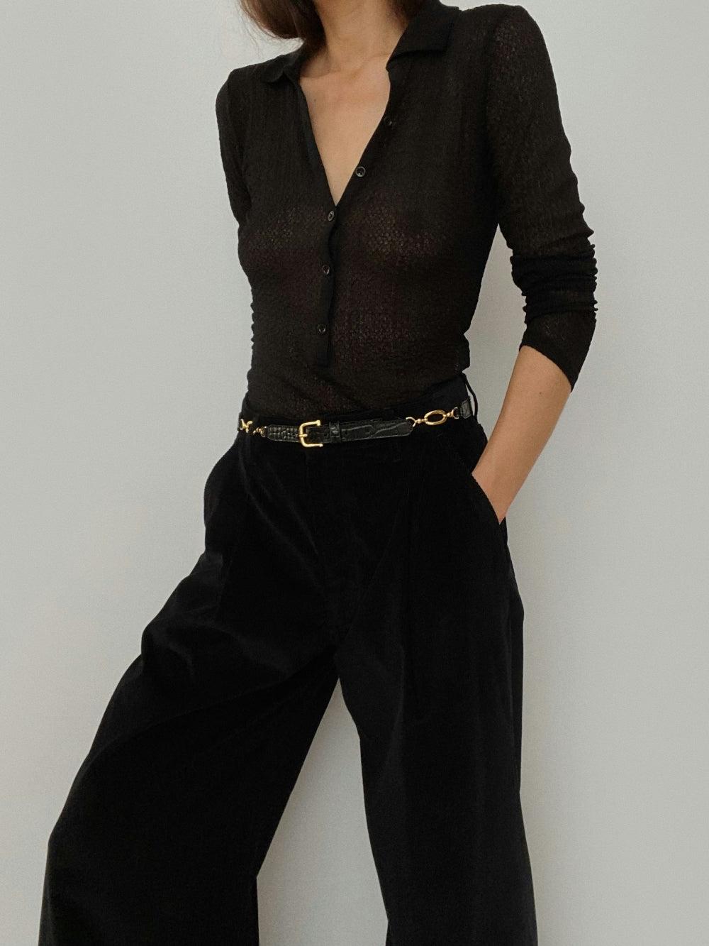 Frame Jewelry Detail Belt In Black Croc