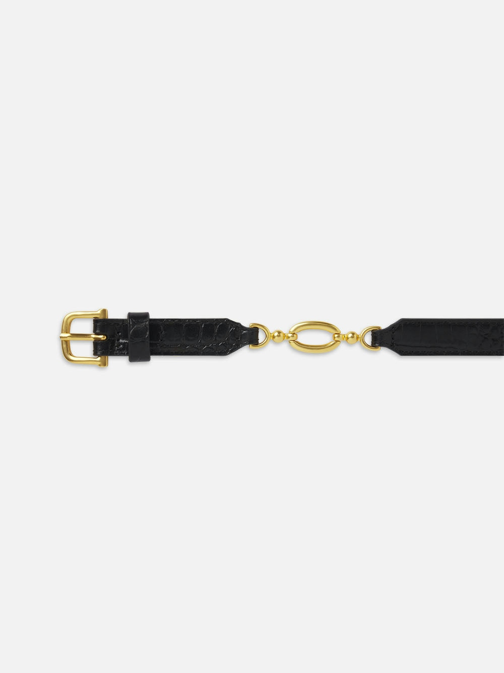 Frame Jewelry Detail Belt In Black Croc