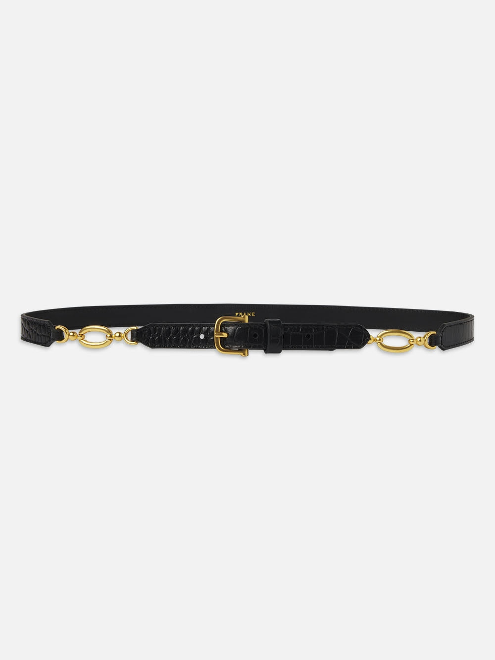 frame Jewelry Detail Belt in Black Croc