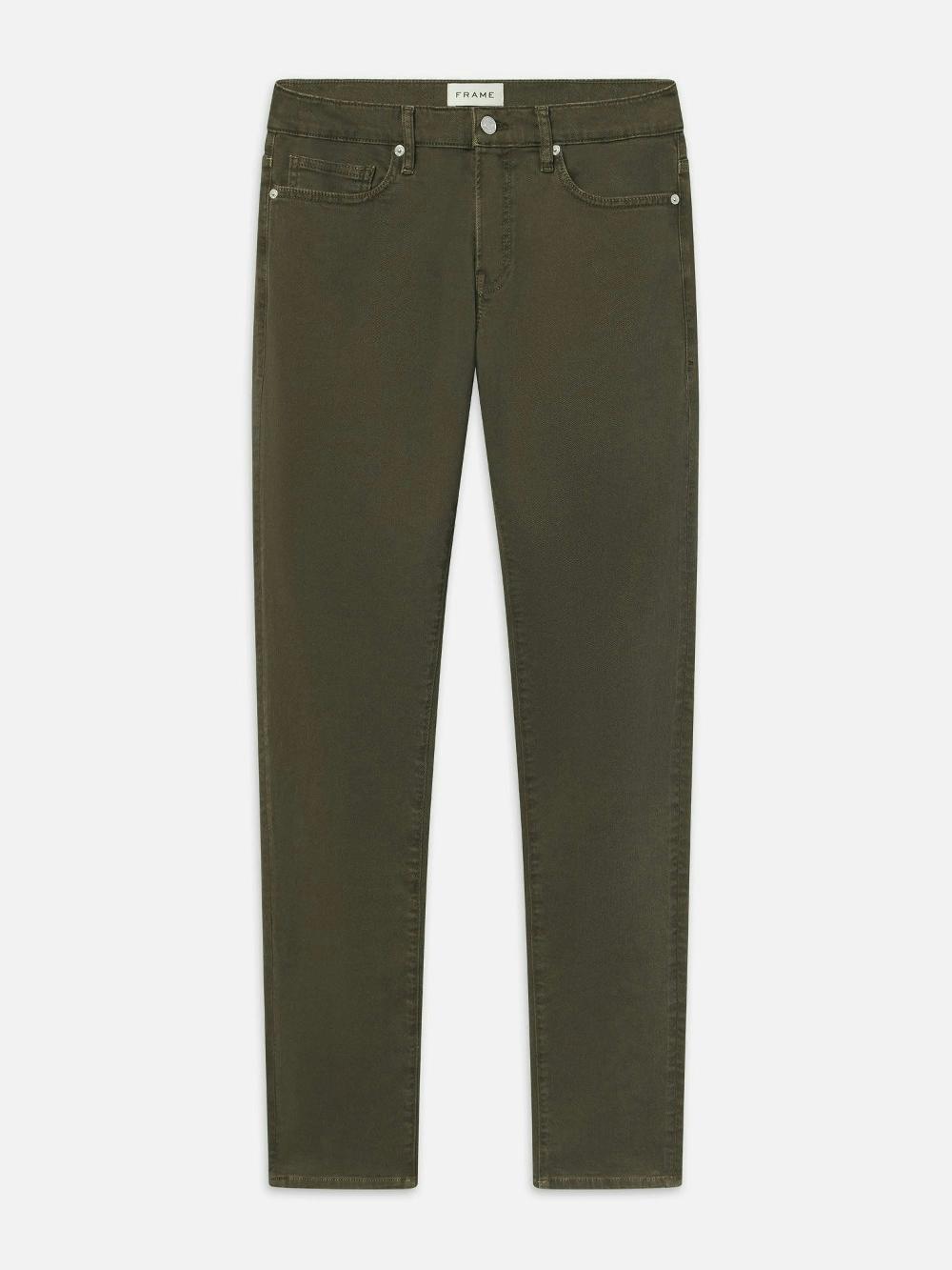 frame L'Homme Slim Twill in Garage Moss Green