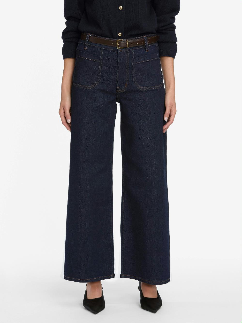 Frame Le Pixie Slim Palazzo Modern Pocket In Rinse