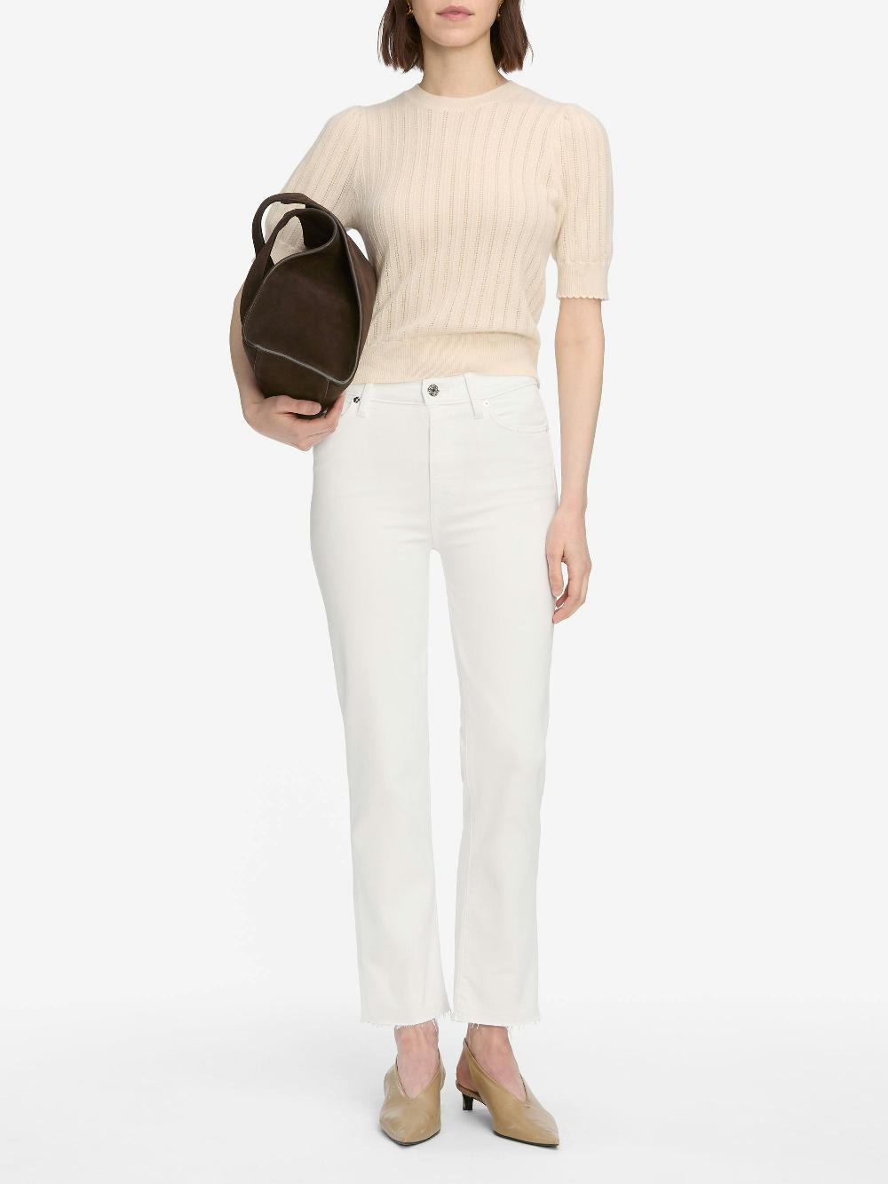 Frame Le Sleek Straight Crop In White Raw After