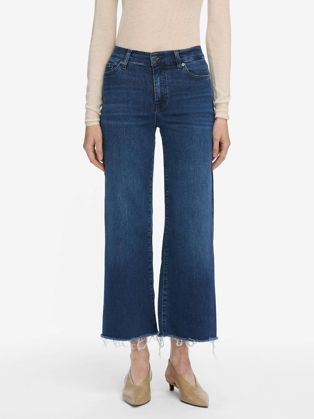Frame Le Slim Palazzo Crop In Keepsake Raw Fray