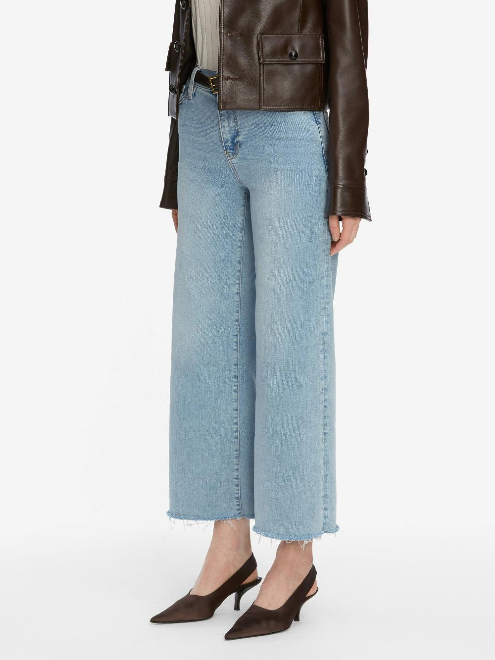 Frame Le Slim Palazzo Crop In Tribute Raw Fray