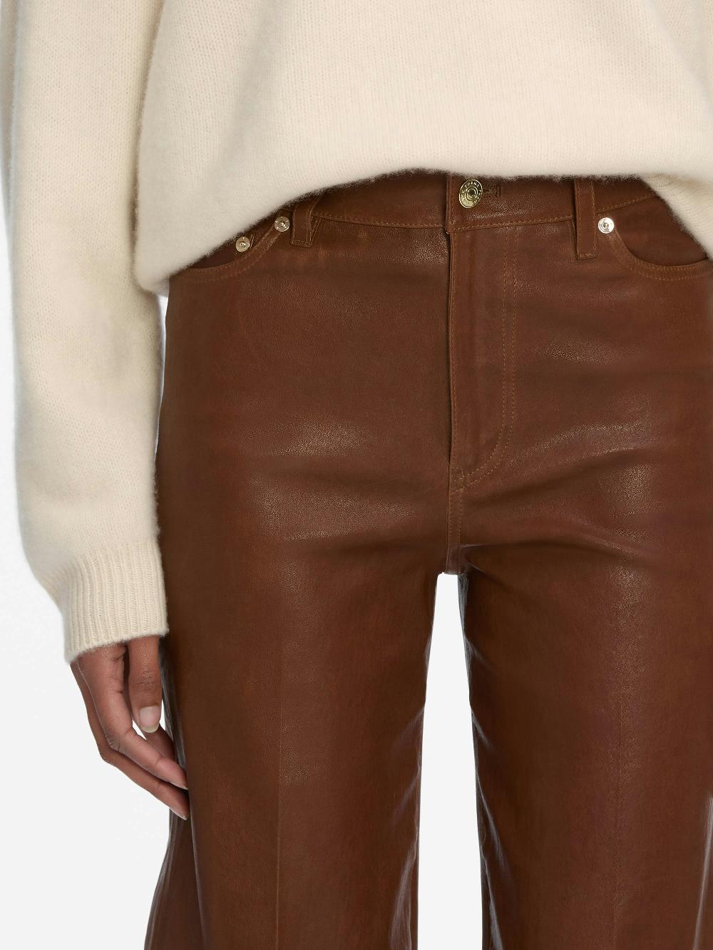 Frame Le Slim Palazzo Leather In Cedar