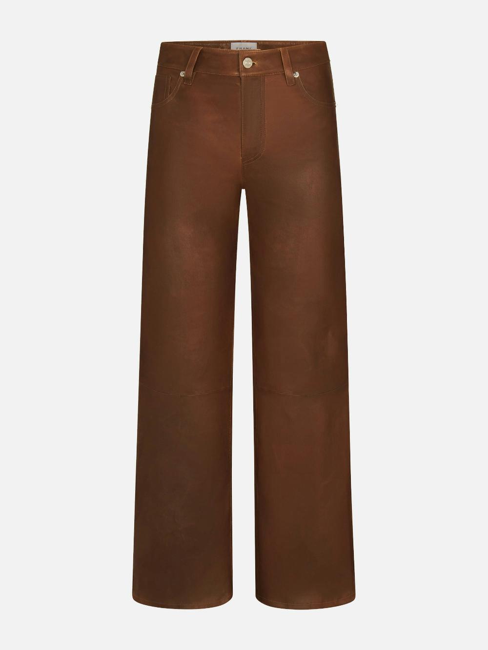 frame Le Slim Palazzo Leather in Cedar