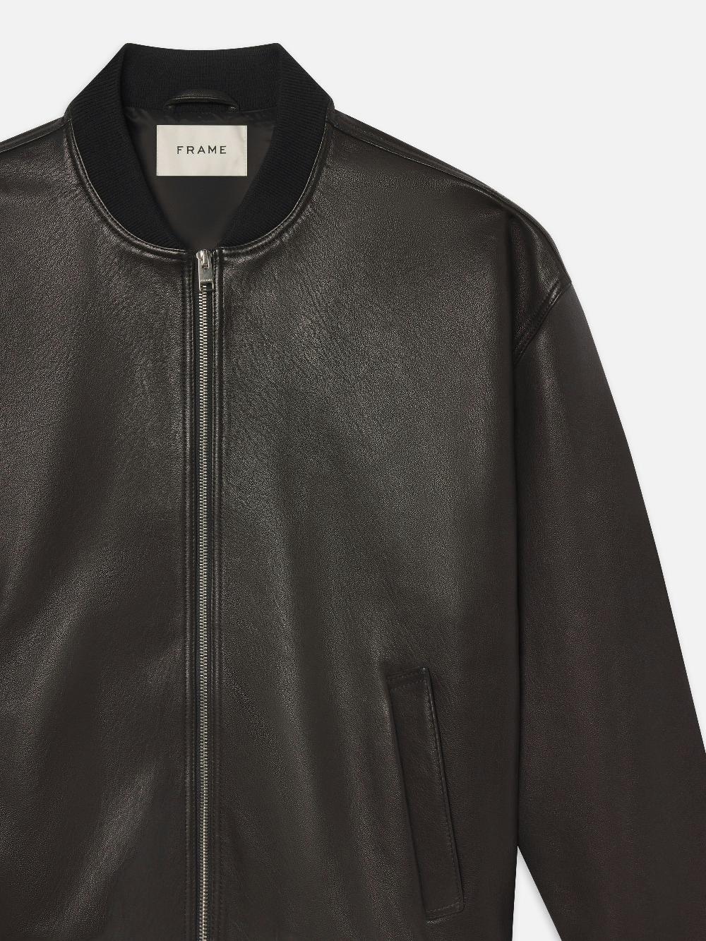 Frame Leather Bomber In Black