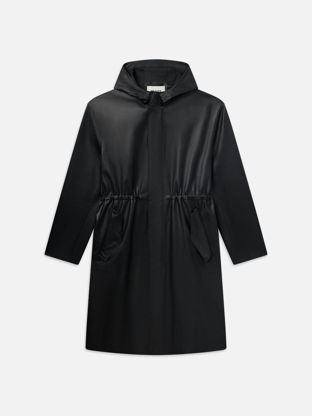 frame Leather Parka in Black