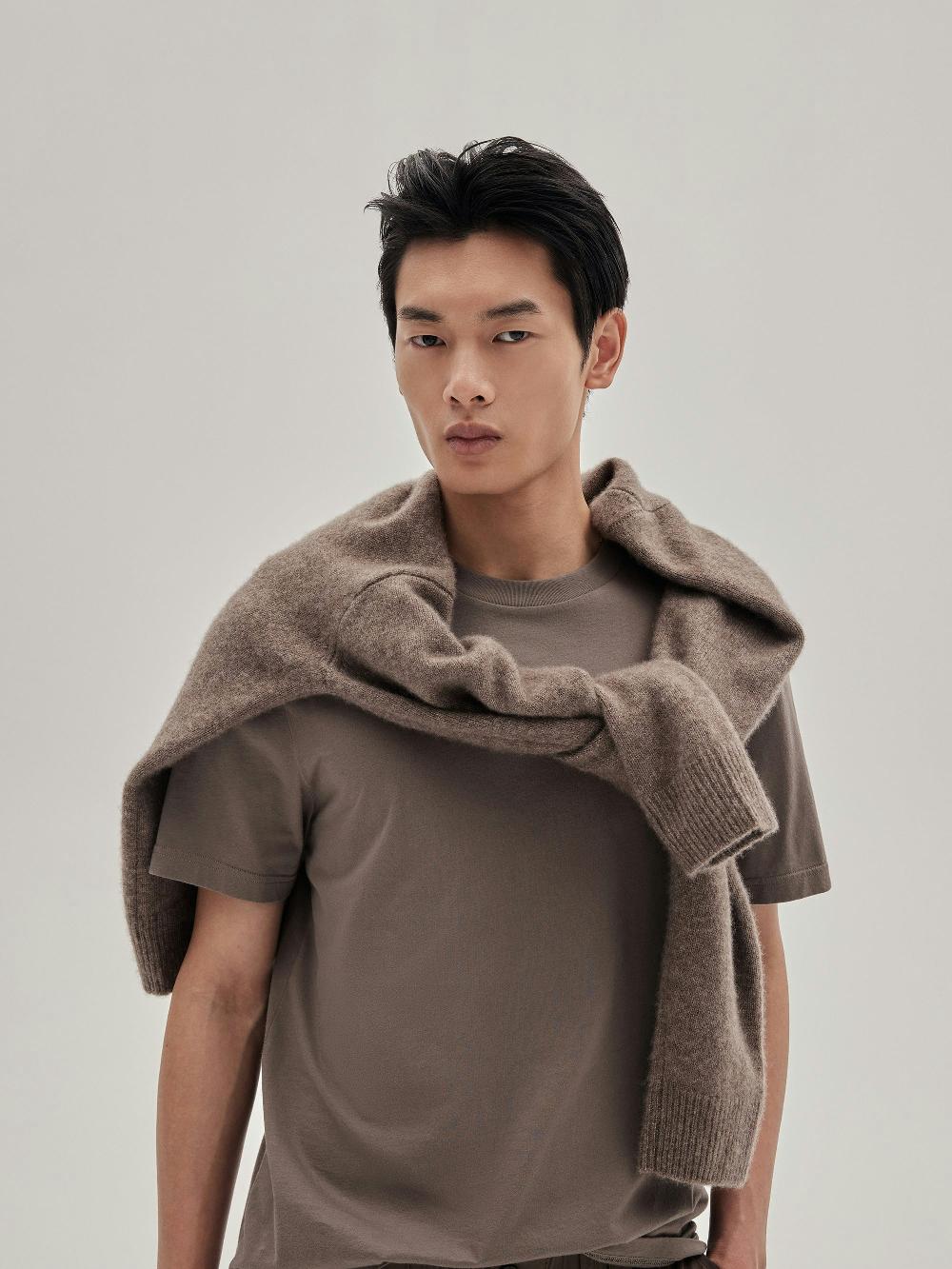 Frame Light Cotton Tee In Smoky Mocha