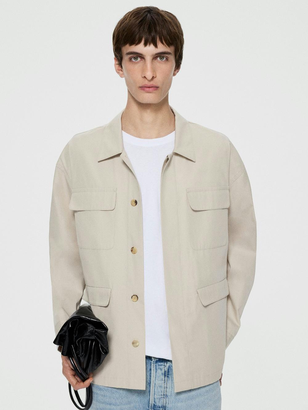 Frame Light Multi Pocket Jacket In Light Beige