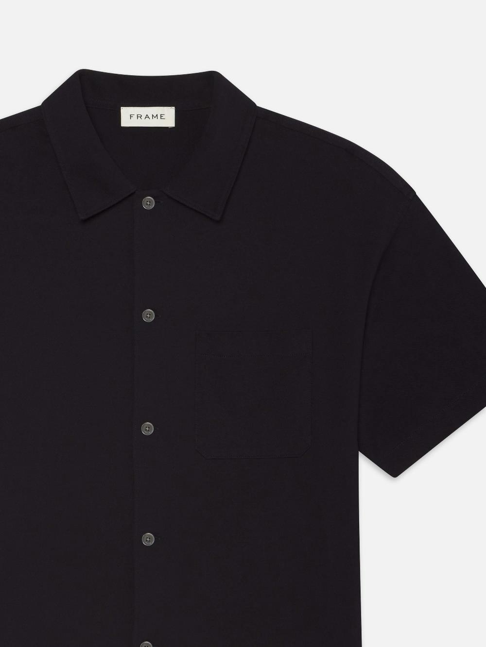 Frame Light Pique Button Down Polo In Dark Navy