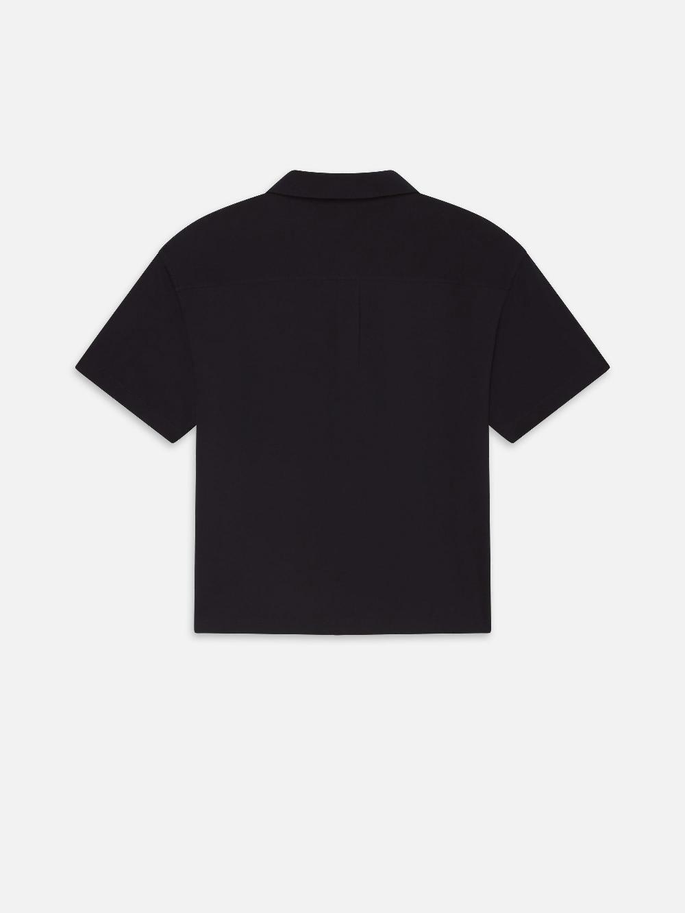 Frame Light Pique Button Down Polo In Dark Navy