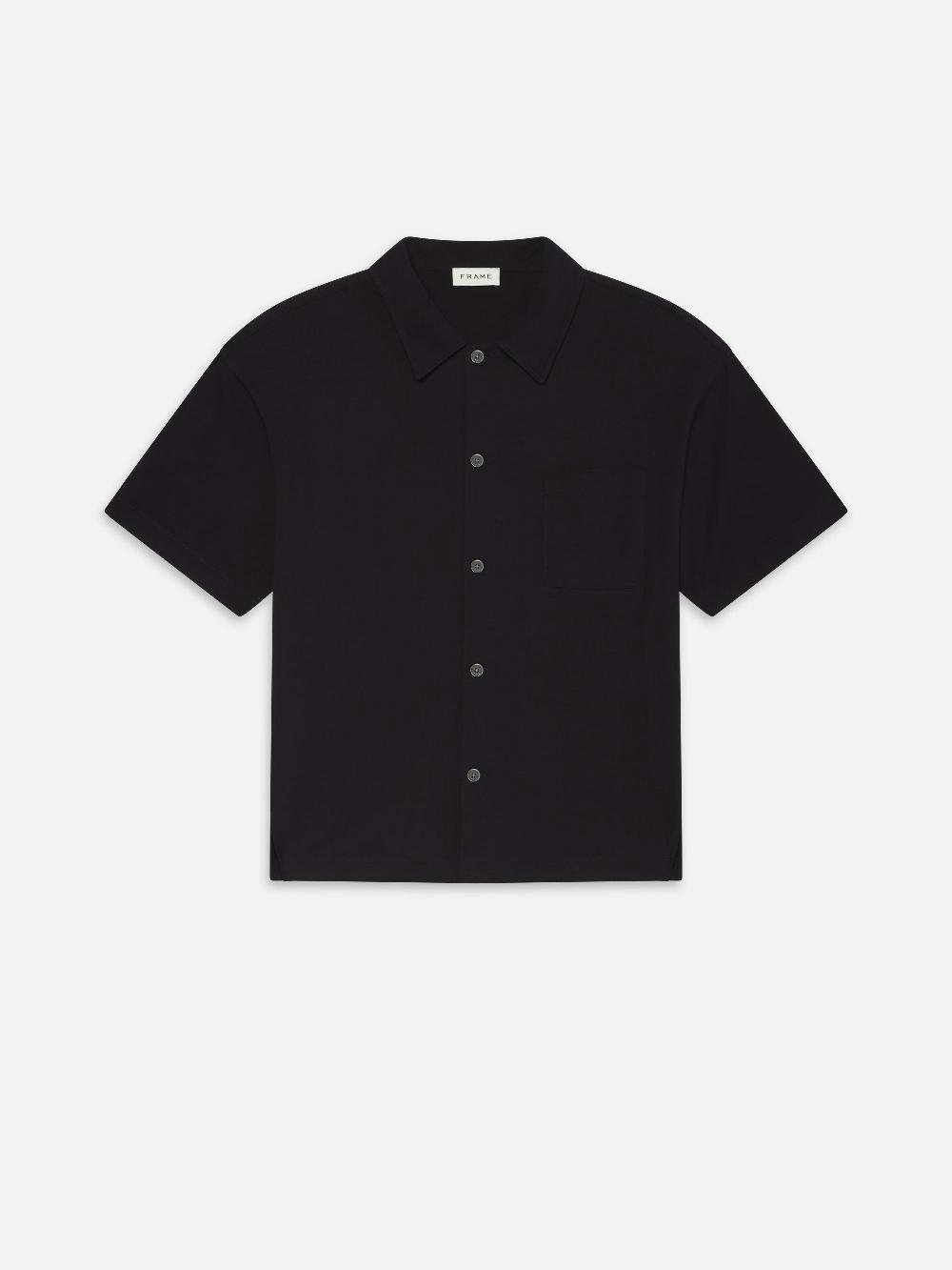 frame Light Pique Button Down Polo in Dark Navy