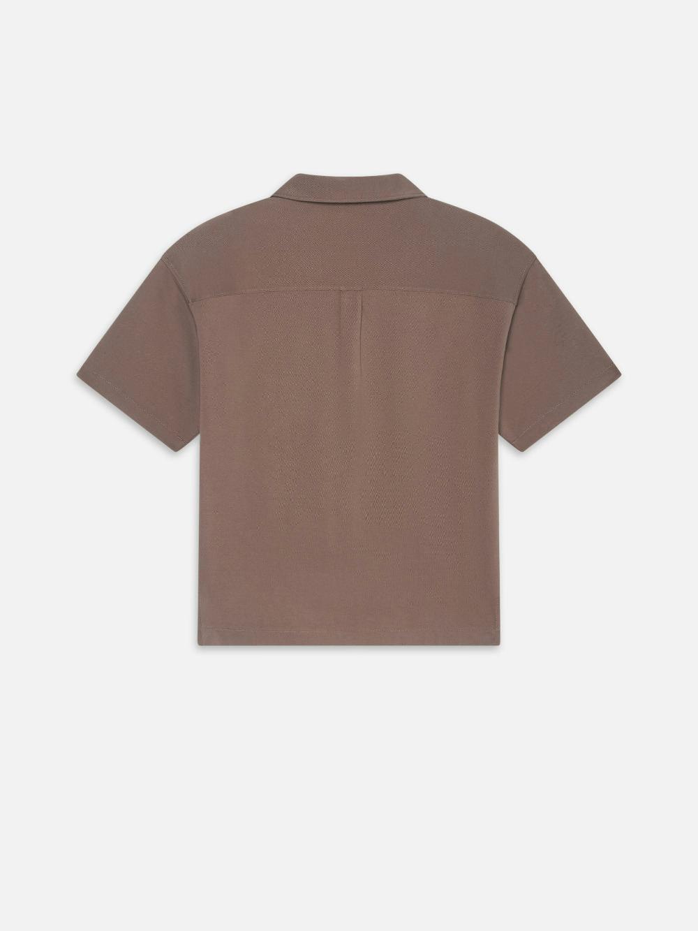 Frame Light Pique Button Down Polo In Mauve