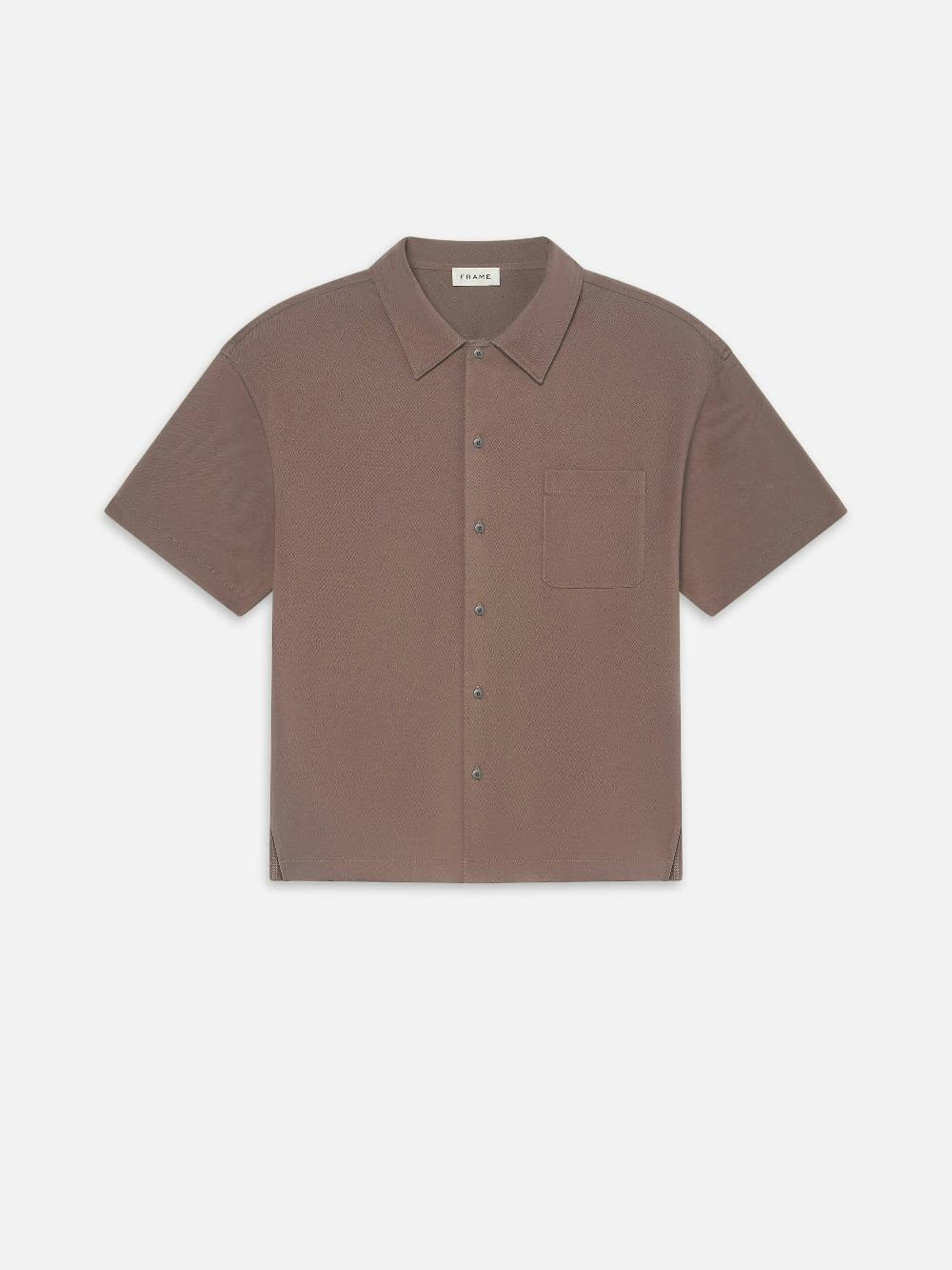 frame Light Pique Button Down Polo in Mauve