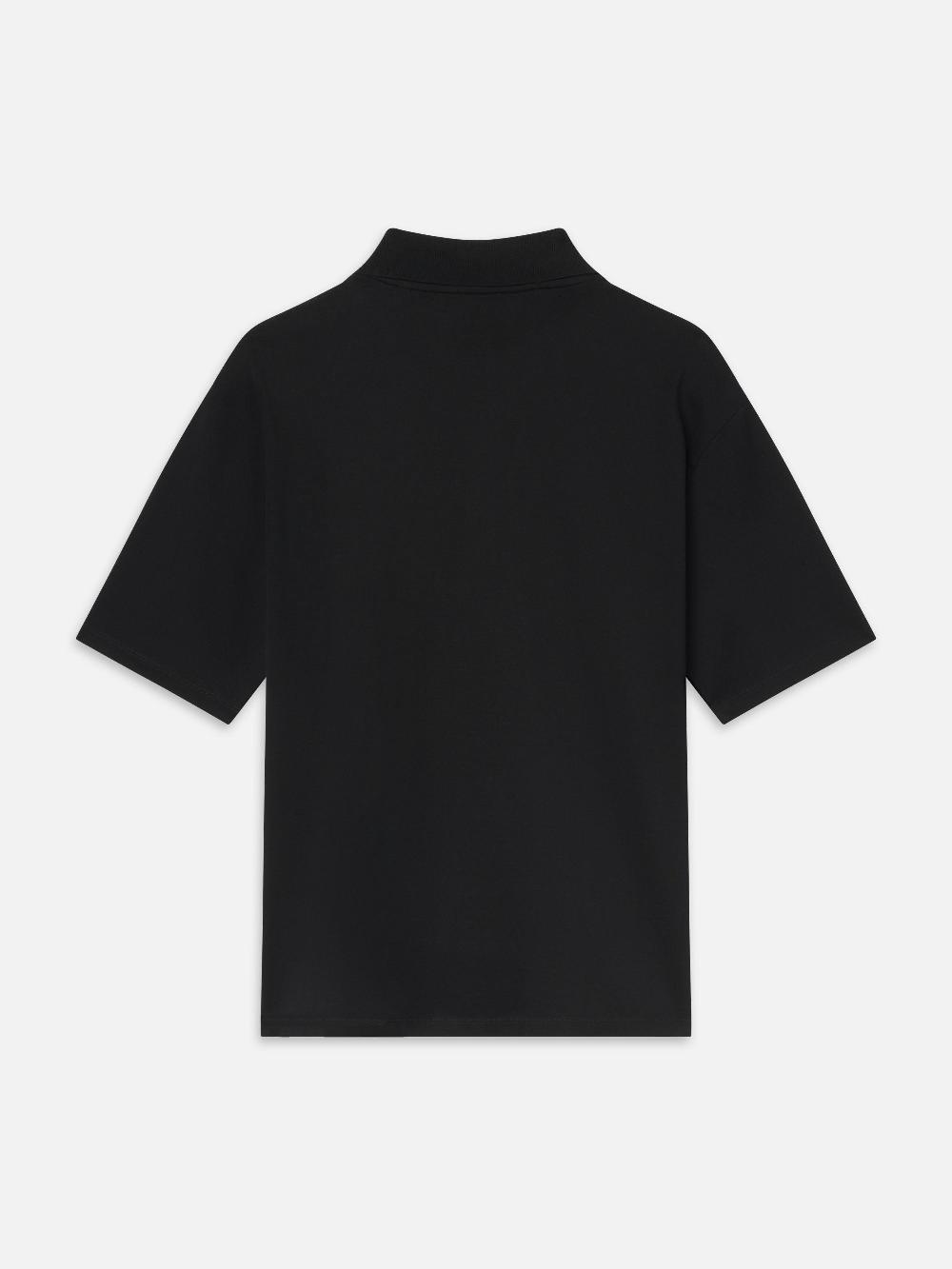Frame Light Pique Polo In Black