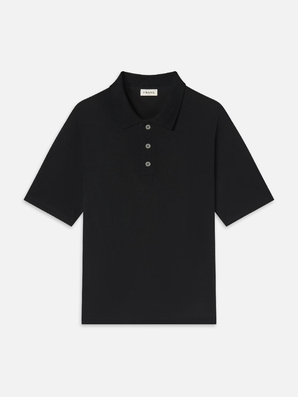 frame Light Pique Polo in Black