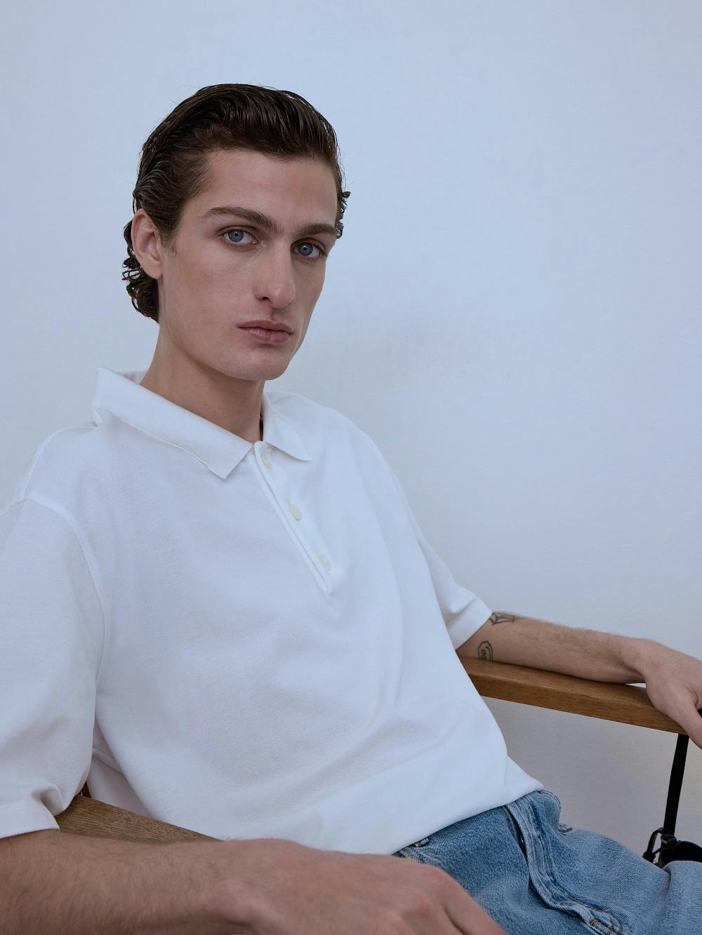 Frame Light Pique Polo In White