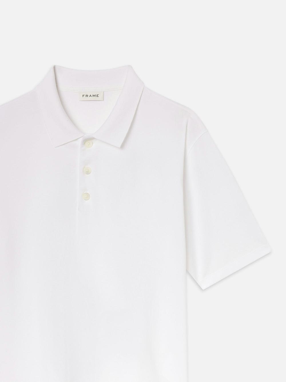Frame Light Pique Polo In White