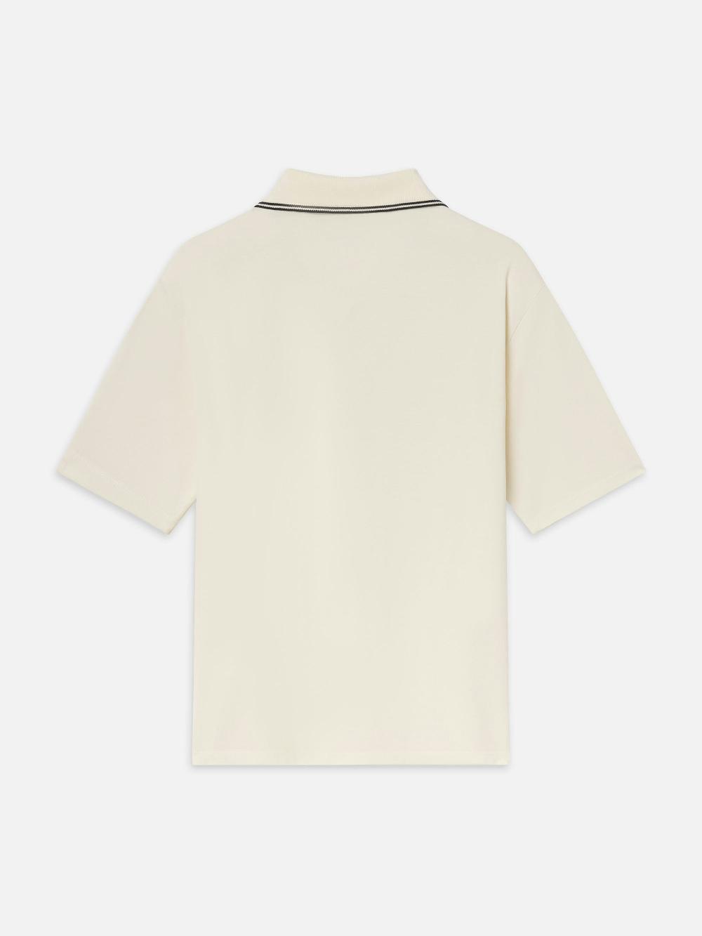 Frame Light Pique Polo In White Sand