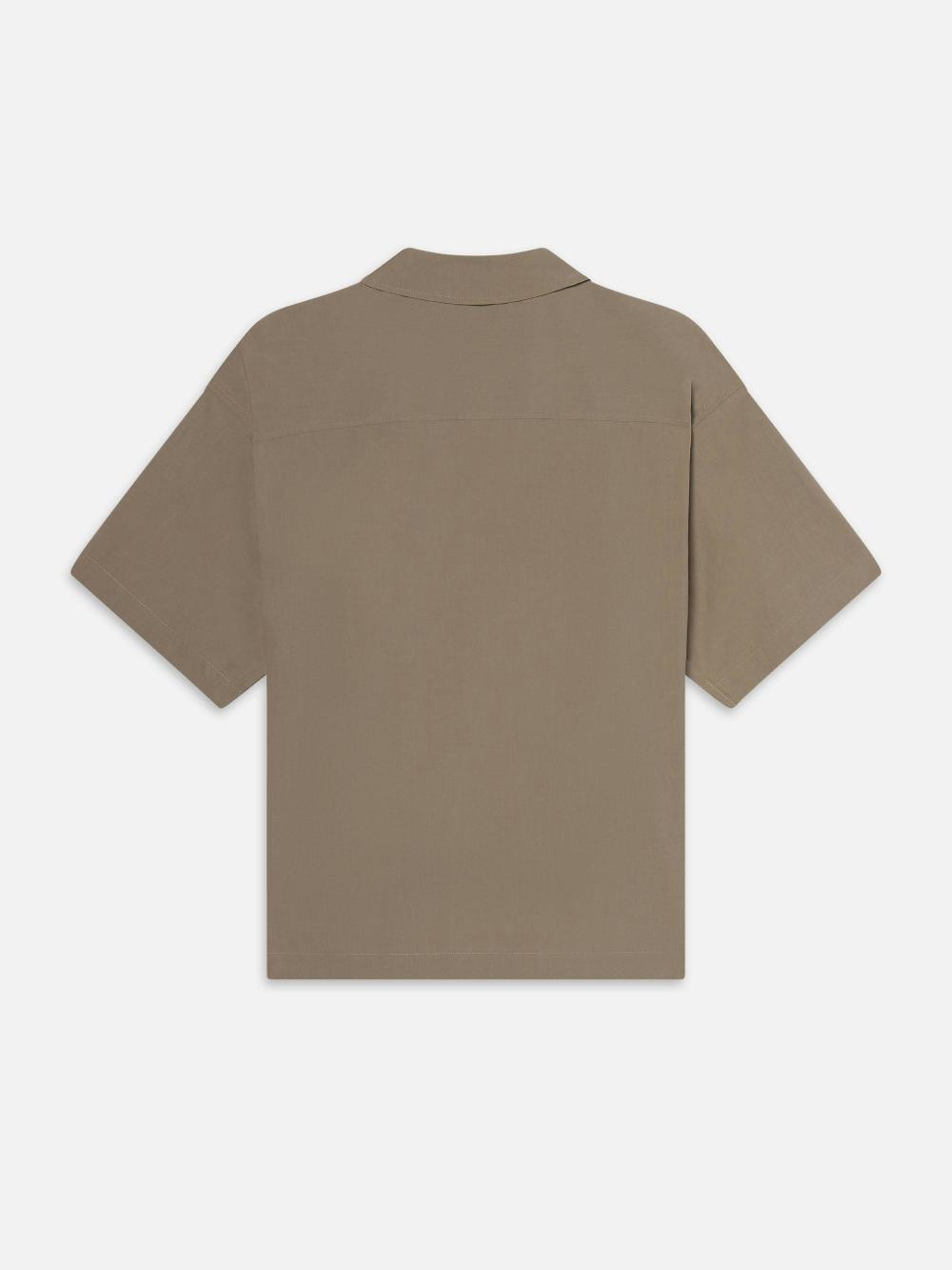 Frame Light Poplin Zip Shirt In Smoky Mocha
