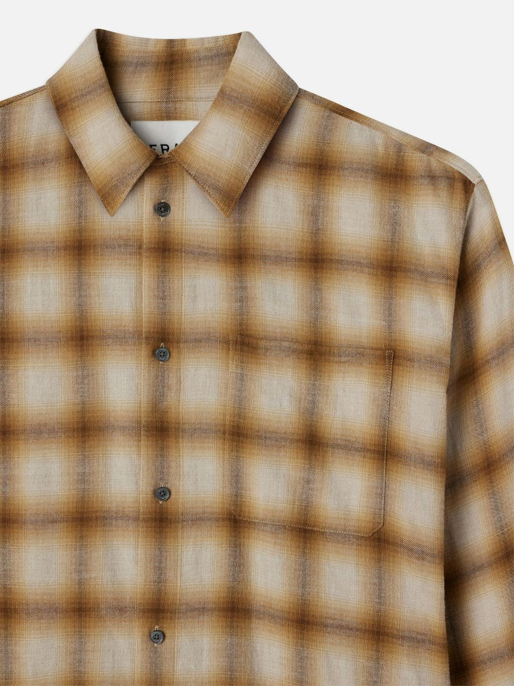 Frame Light Weight Plaid Shirt In Tan Plaid