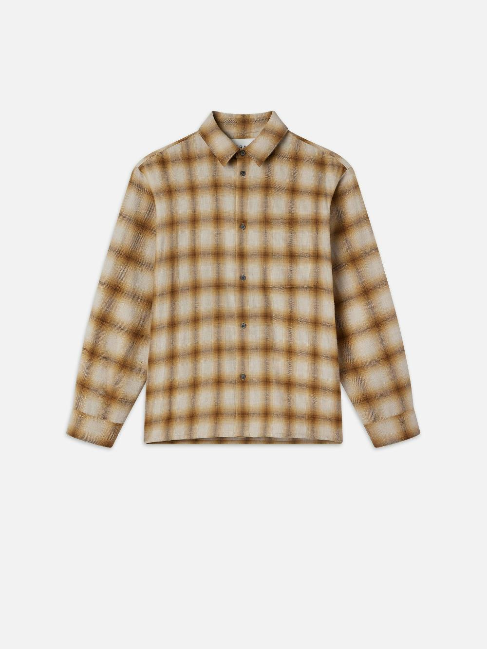 frame Light Weight Plaid Shirt in Tan Plaid