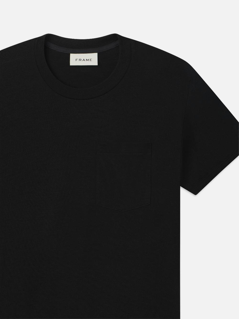 Frame Light Weight Woolen Tee In Black
