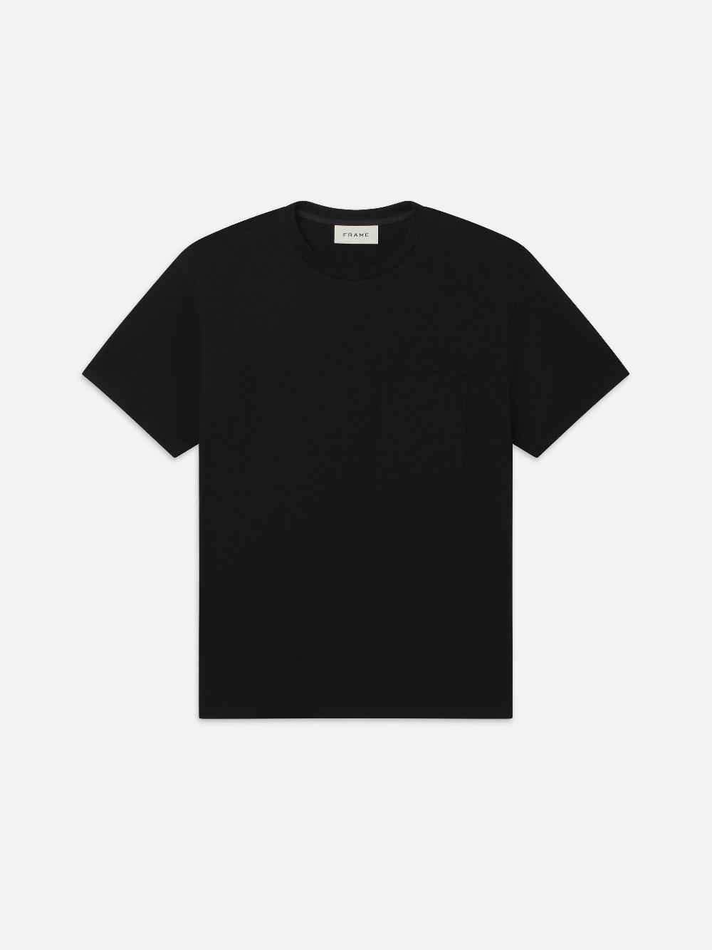 frame Light Weight Woolen Tee in Black