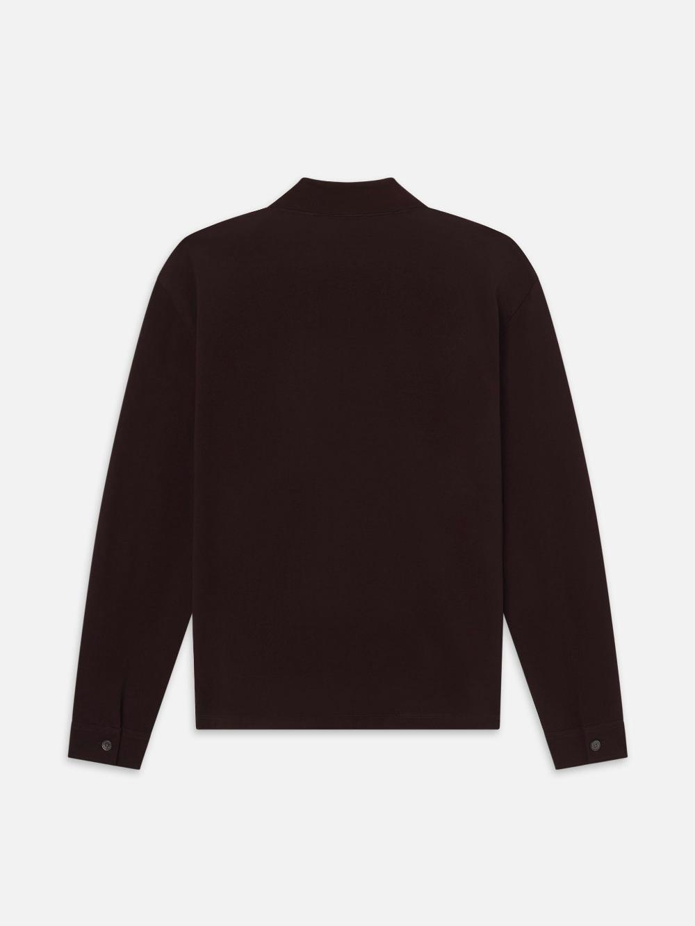 Frame Long Sleeve Pique Polo In Burgundy