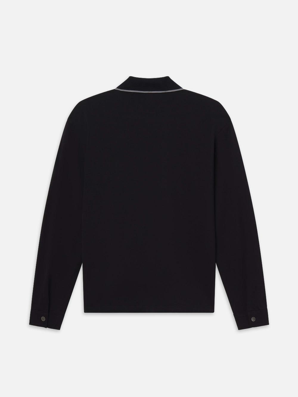 Frame Long Sleeve Pique Polo In Dark Navy