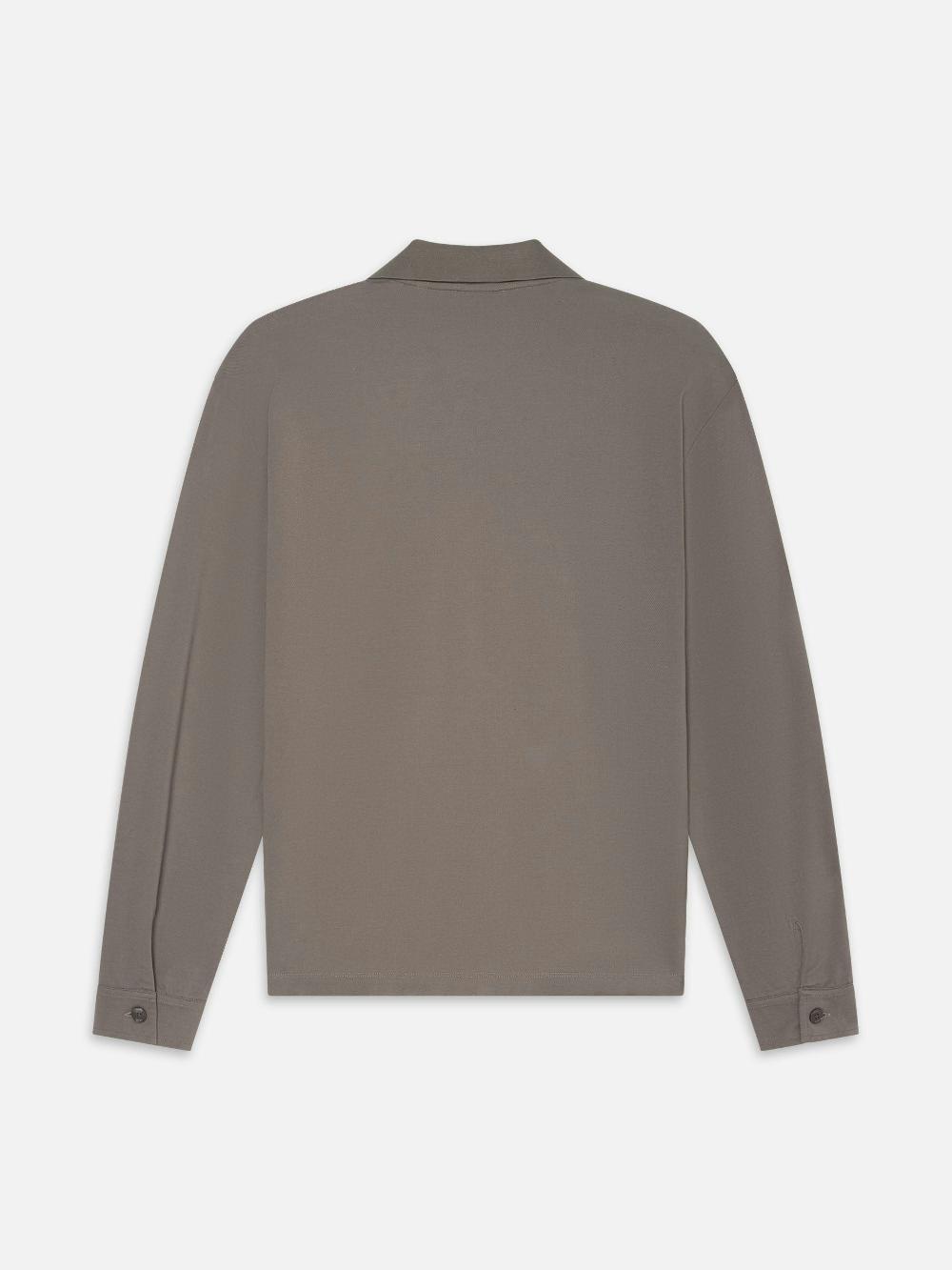 Frame Long Sleeve Pique Polo In Smoky Mocha