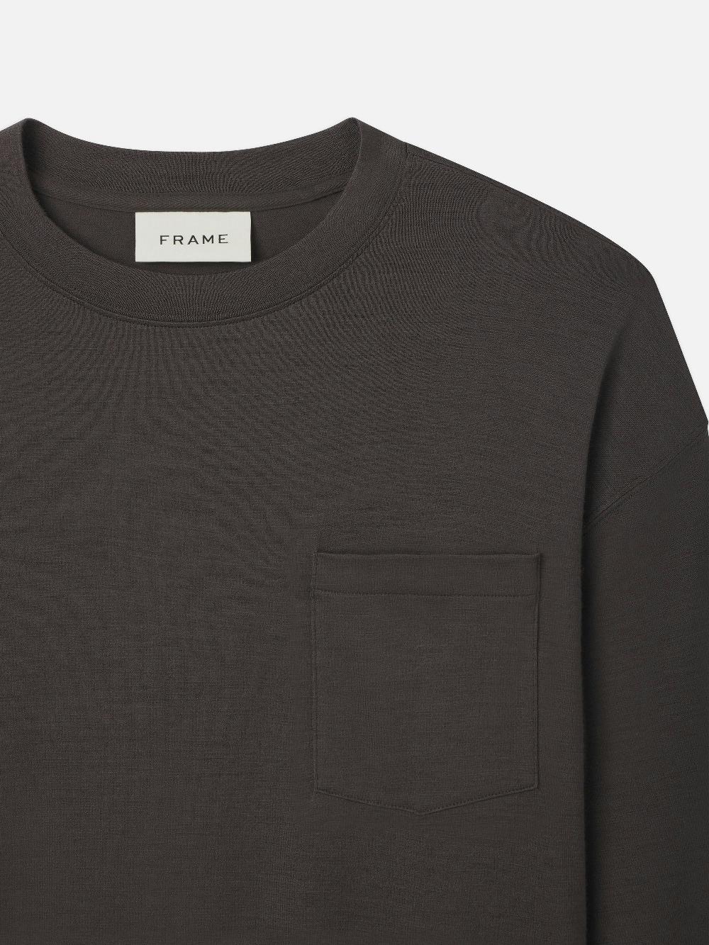 Frame Long Sleeve Woolen Tee In Taupe