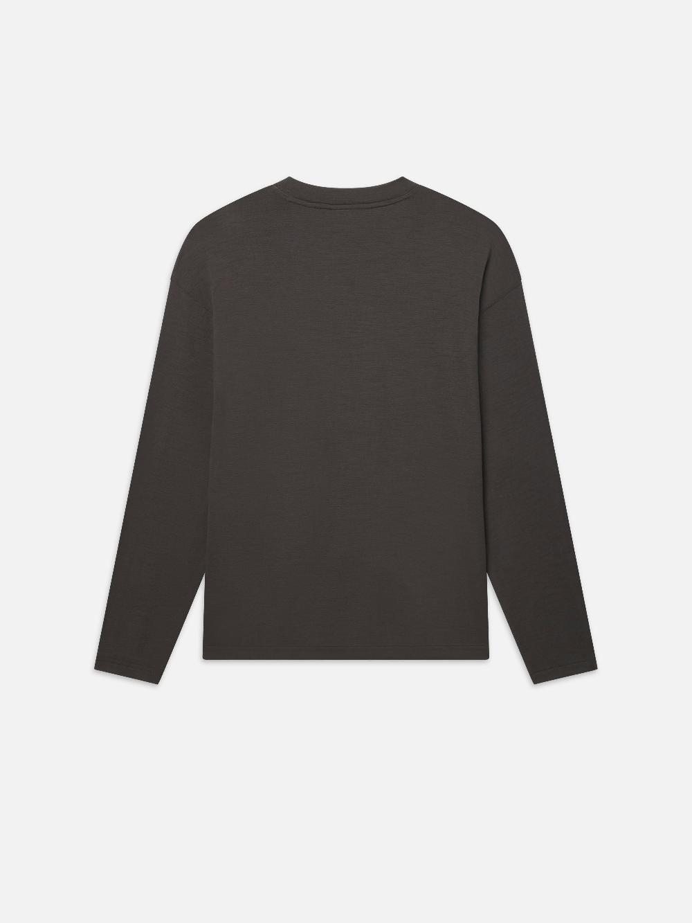 Frame Long Sleeve Woolen Tee In Taupe