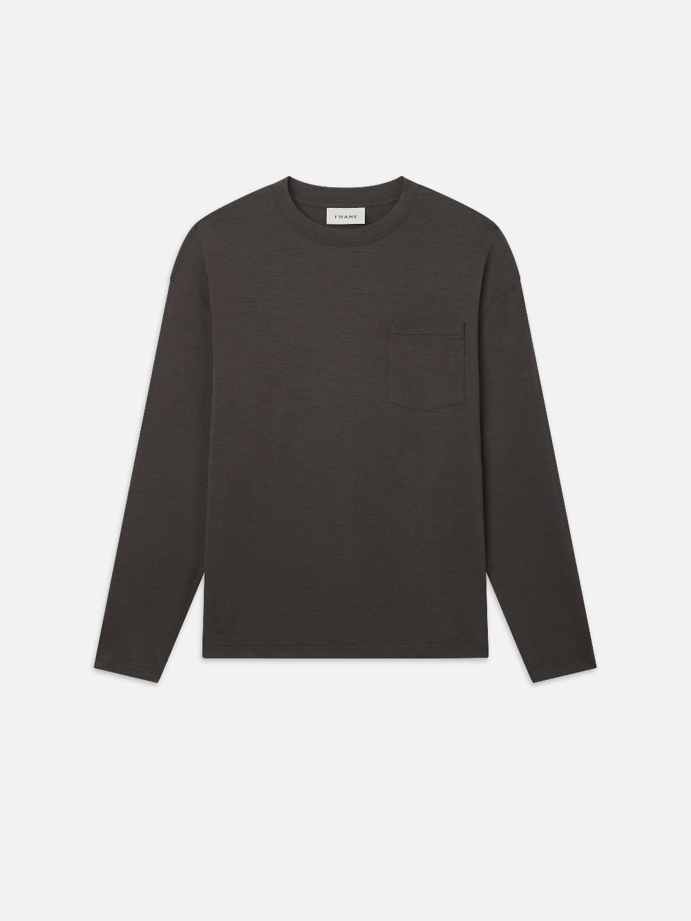 frame Long Sleeve Woolen Tee in Taupe