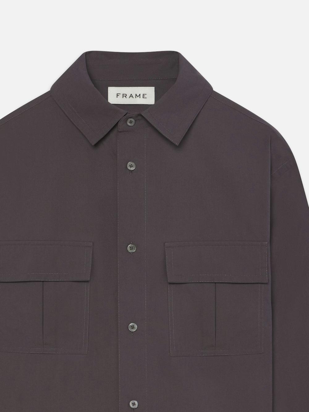 Frame Multi Pocket Shirt In Cloud Grey