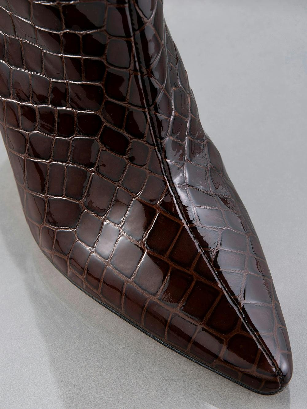 Frame Odette Boot In Espresso Croc